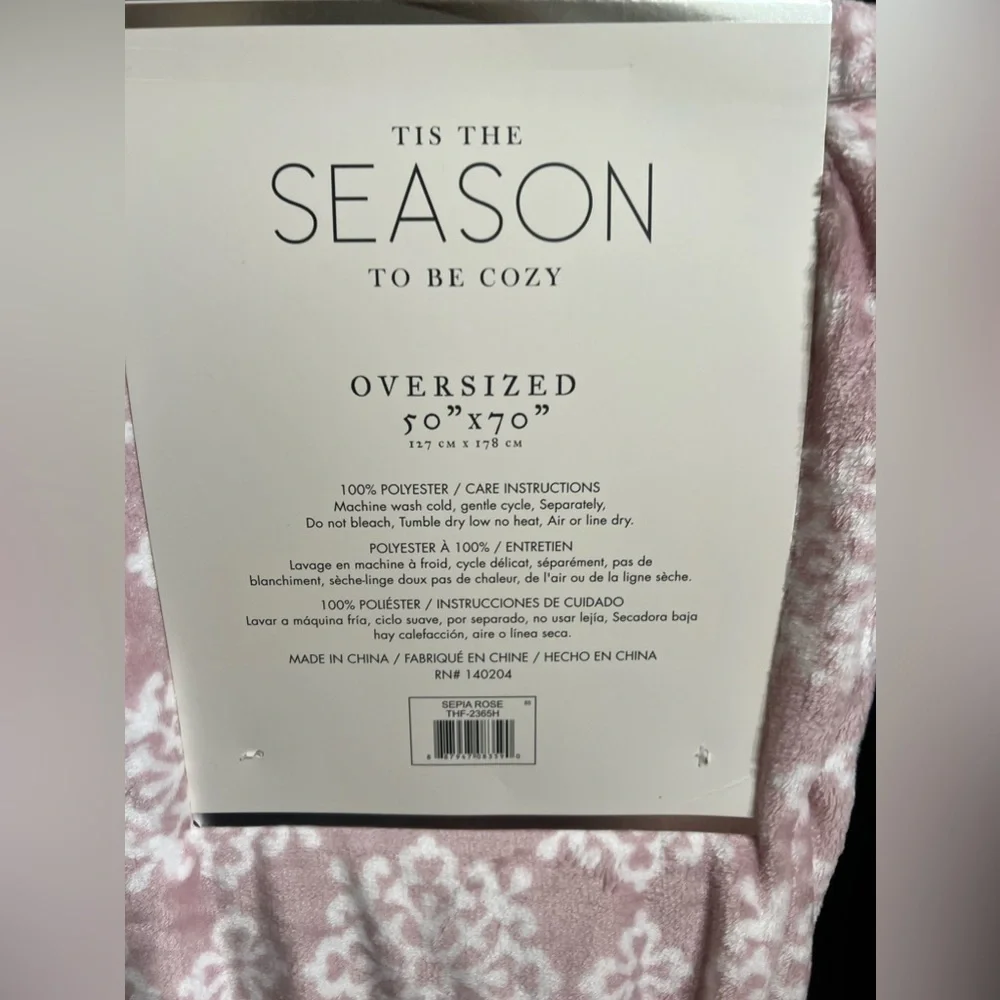 Pink Oversized Snowflake Throw NWT